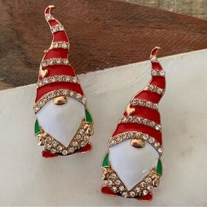 NWT Gnome Hat Rhinestone Holiday Earrings
